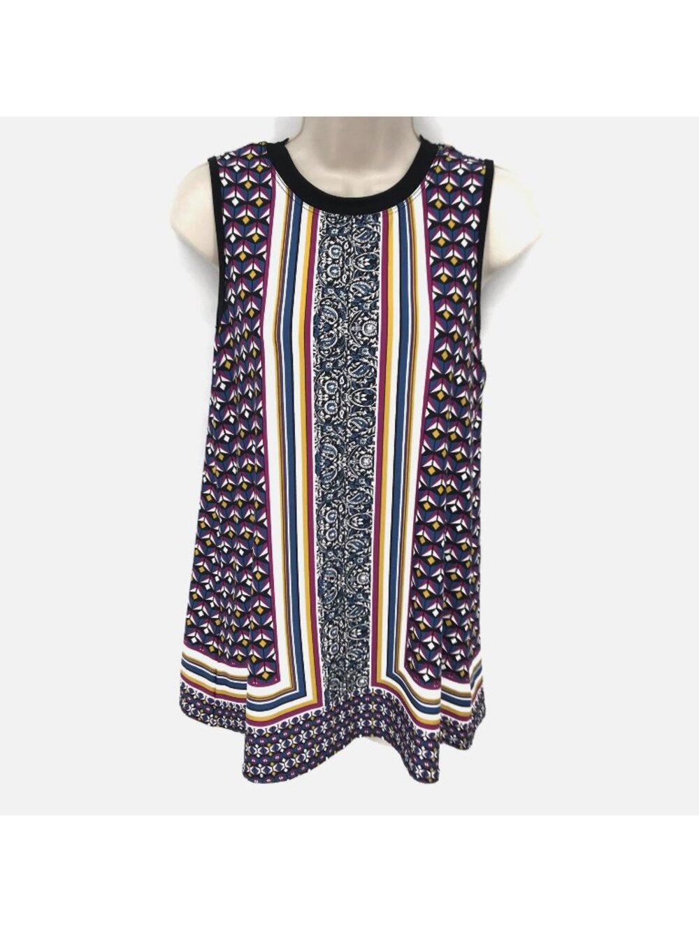 Apt. 9 Womens Geometric Multi Colored Paisley Sleeveless tunic Blouse Size XS
